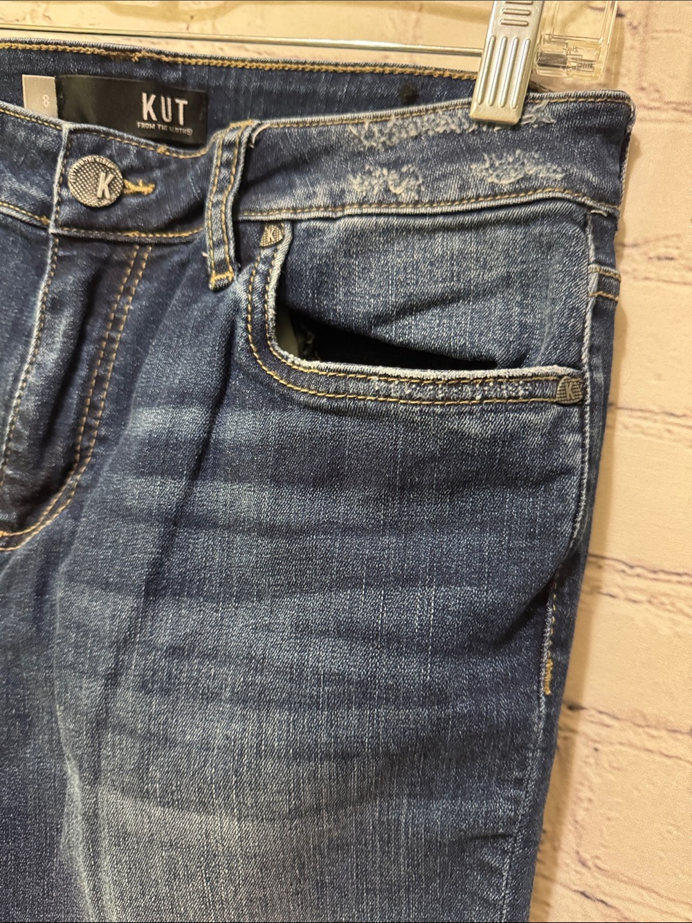 Kut from the Kloth KelseyHigh Rise Ankle Flare with Frayed Hem Jeans - Picture 11 of 15